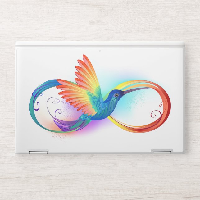 Rainbow Hummingbird with Infinity symbol HP Laptop Skin (Front)