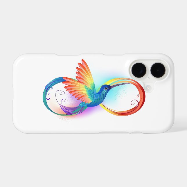 Rainbow Hummingbird with Infinity symbol iPhone Case (Back Horizontal)