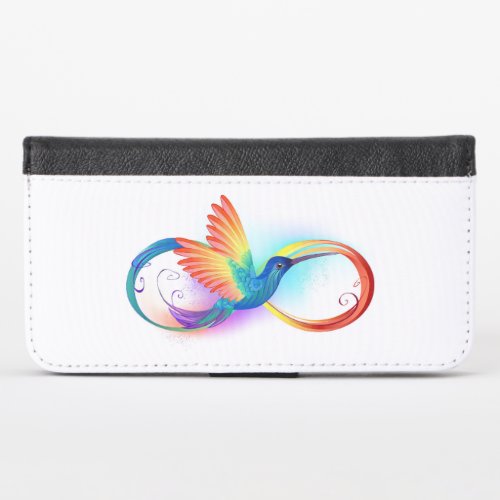 Rainbow Hummingbird with Infinity symbol iPhone XS Wallet Case