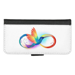 Rainbow Hummingbird with Infinity symbol iPhone 8/7 Wallet Case