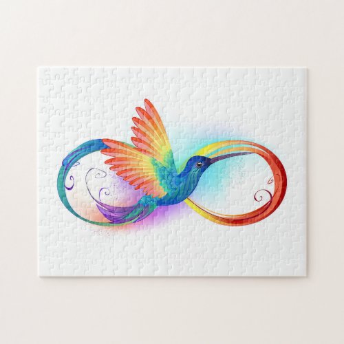 Rainbow Hummingbird with Infinity symbol Jigsaw Puzzle