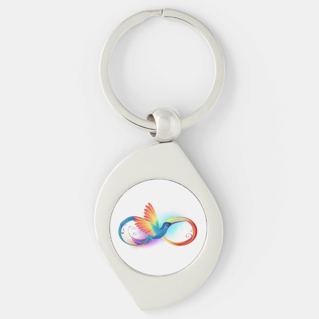 Rainbow Hummingbird with Infinity symbol Keychain (Front)