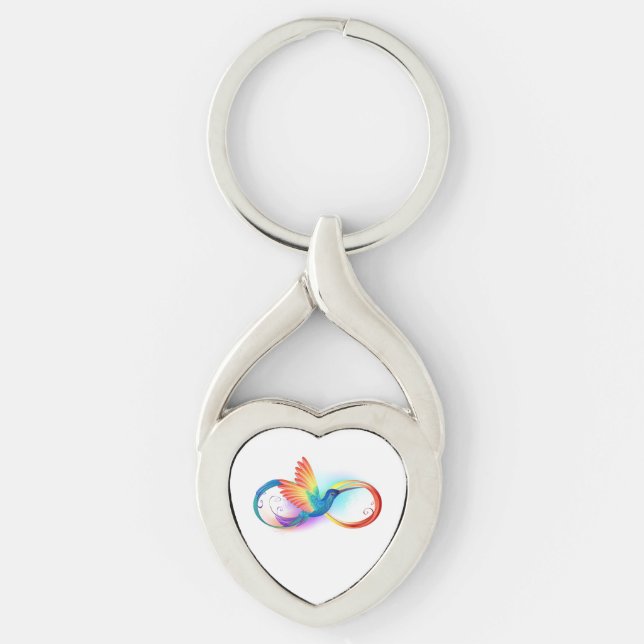 Rainbow Hummingbird with Infinity symbol Keychain (Front)