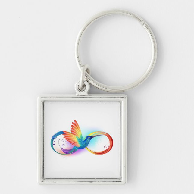 Rainbow Hummingbird with Infinity symbol Keychain (Front)