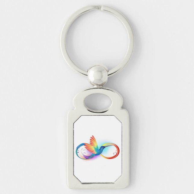 Rainbow Hummingbird with Infinity symbol Keychain (Front)