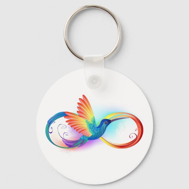 Rainbow Hummingbird with Infinity symbol Keychain (Front)
