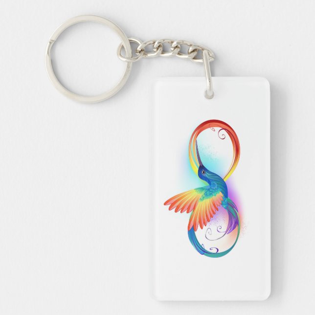 Rainbow Hummingbird with Infinity symbol Keychain (Front)