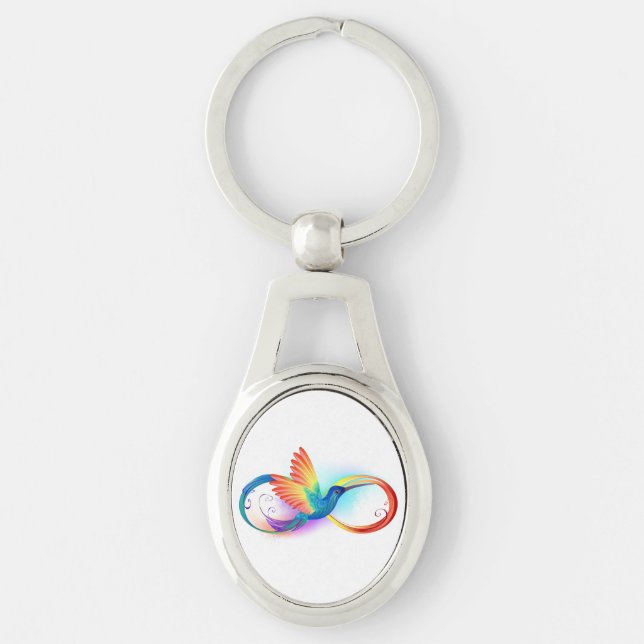 Rainbow Hummingbird with Infinity symbol Keychain (Front)