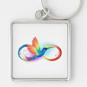 Rainbow Hummingbird with Infinity symbol Keychain