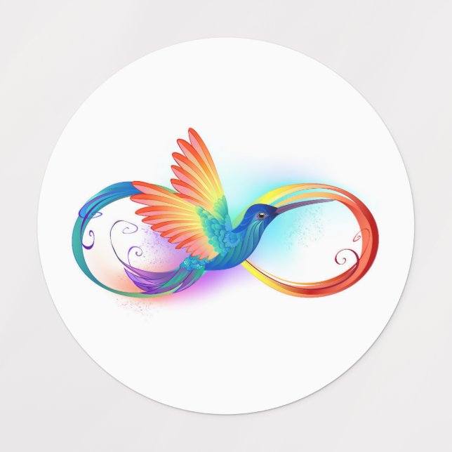 Rainbow Hummingbird with Infinity symbol Kids' Labels (Design 1)