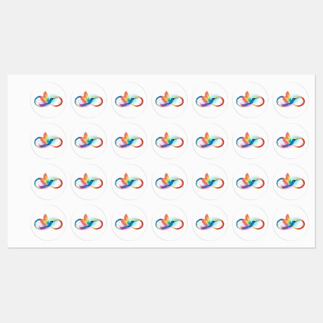 Rainbow Hummingbird with Infinity symbol Kids' Labels (Sheet)