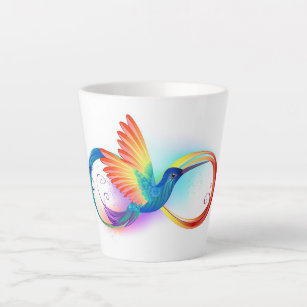 Rainbow Hummingbird with Infinity symbol Latte Mug