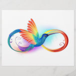 Rainbow Hummingbird with Infinity symbol Letterhead<br><div class="desc">Beautiful infinity tattoo with rainbow hummingbird. Rainbow bird.</div>