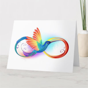 Rainbow Hummingbird with Infinity symbol Letterpress Thank You Card