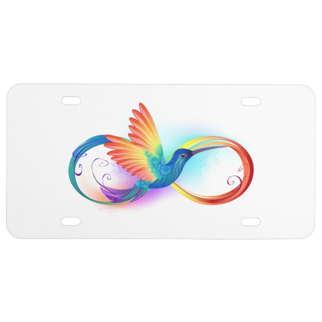 Rainbow Hummingbird with Infinity symbol License Plate (Front)