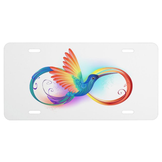 Rainbow Hummingbird with Infinity symbol License Plate (Front)