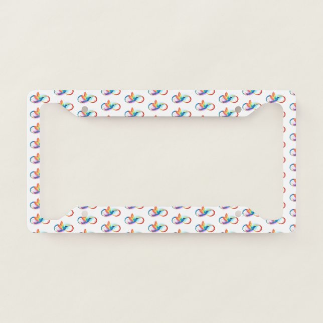 Rainbow Hummingbird with Infinity symbol License Plate Frame (Front)