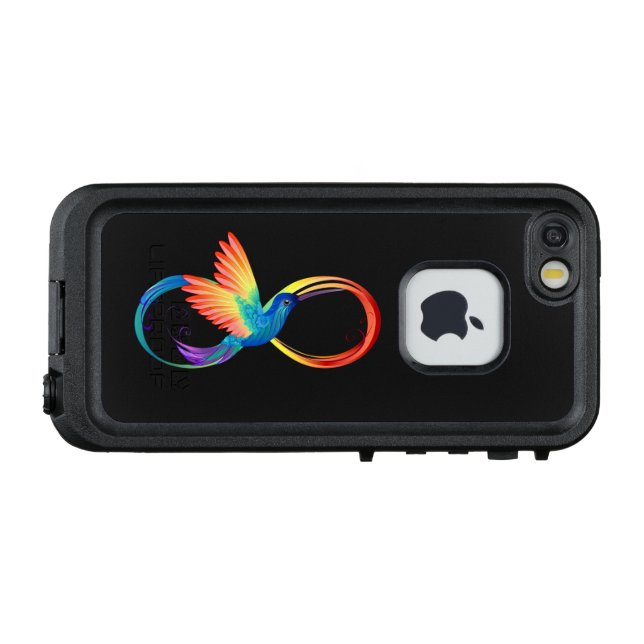 Rainbow Hummingbird with Infinity symbol LifeProof iPhone Case (Back Horizontal)