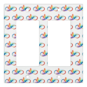 Rainbow Hummingbird with Infinity symbol Light Switch Cover