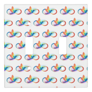 Rainbow Hummingbird with Infinity symbol Light Switch Cover