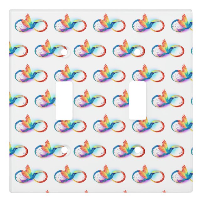 Rainbow Hummingbird with Infinity symbol Light Switch Cover (Front)