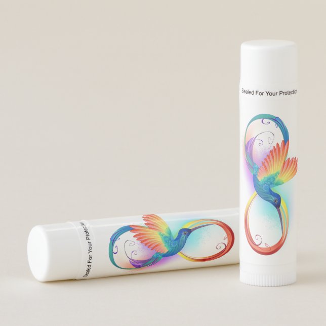 Rainbow Hummingbird with Infinity symbol Lip Balm (Front)