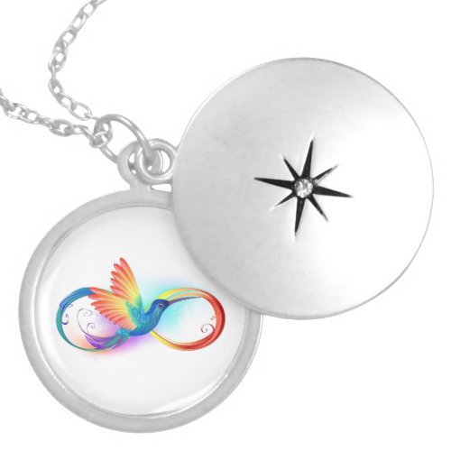 Rainbow Hummingbird with Infinity symbol Locket Necklace
