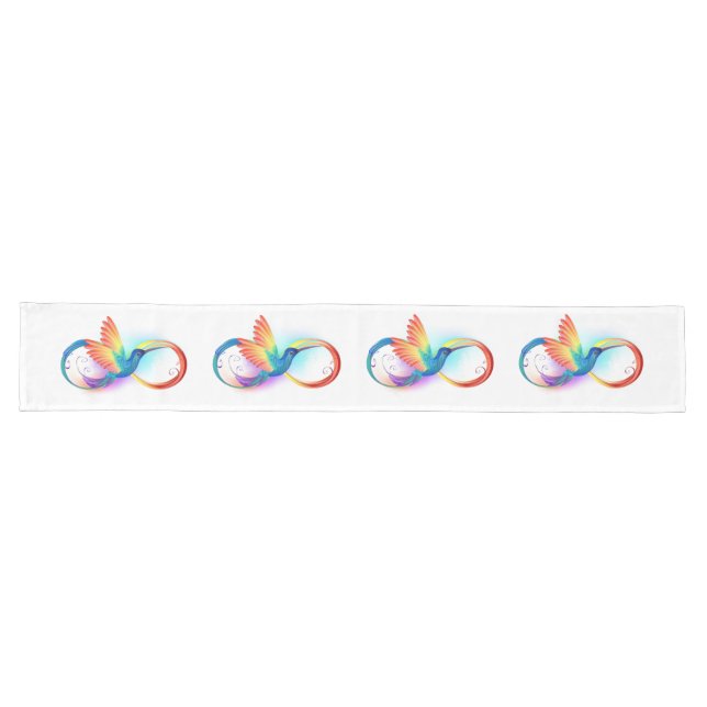 Rainbow Hummingbird with Infinity symbol Long Table Runner (Horizontal)