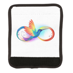 Rainbow Hummingbird with Infinity symbol Luggage Handle Wrap
