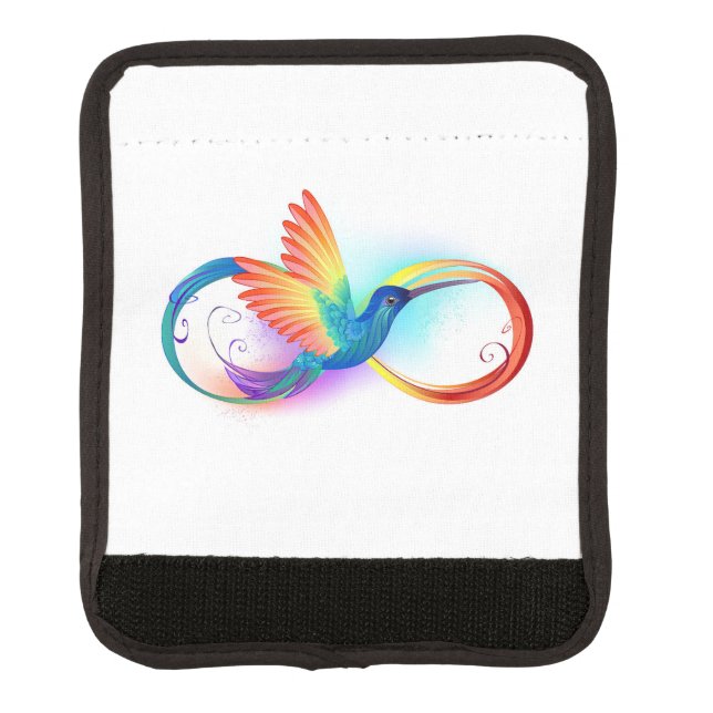 Rainbow Hummingbird with Infinity symbol Luggage Handle Wrap (Front)