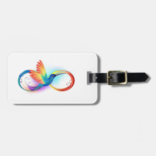 Rainbow Hummingbird with Infinity symbol Luggage Tag