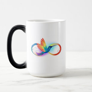 Rainbow Hummingbird with Infinity symbol Magic Mug