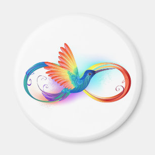 Rainbow Hummingbird with Infinity symbol Magnet