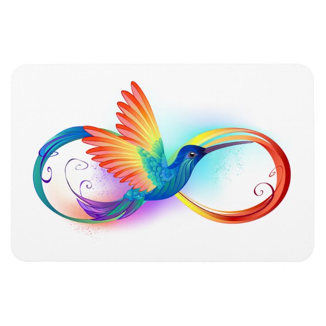 Rainbow Hummingbird with Infinity symbol Magnet (Horizontal)