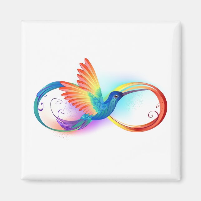 Rainbow Hummingbird with Infinity symbol Magnet (Front)