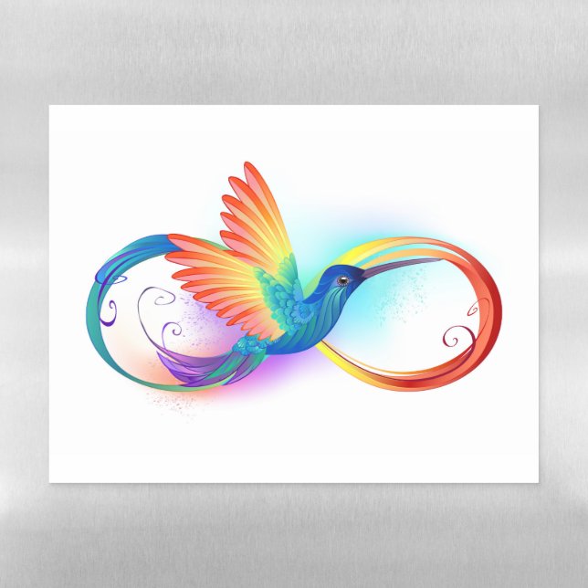 Rainbow Hummingbird with Infinity symbol Magnetic Dry Erase Sheet (Horizontal)