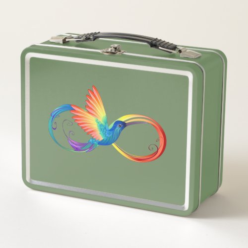 Rainbow Hummingbird with Infinity symbol Metal Lunch Box