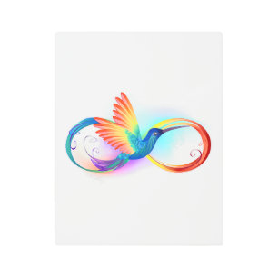 Rainbow Hummingbird with Infinity symbol Metal Print