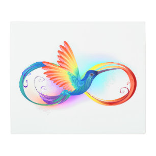 Rainbow Hummingbird with Infinity symbol Metal Print
