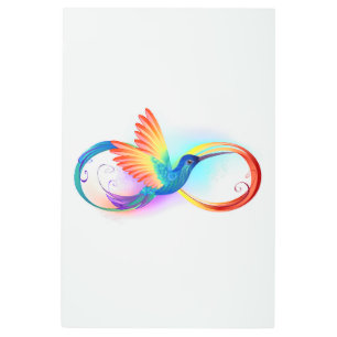 Rainbow Hummingbird with Infinity symbol Metal Print