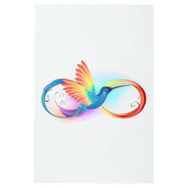 Rainbow Hummingbird with Infinity symbol Metal Print (Front)