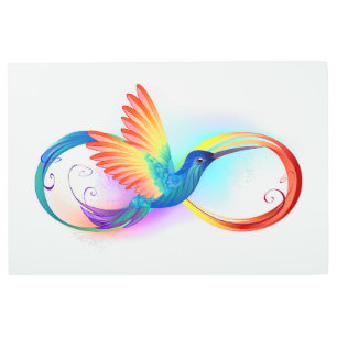 Rainbow Hummingbird with Infinity symbol Metal Print
