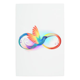 Rainbow Hummingbird with Infinity symbol Metal Print