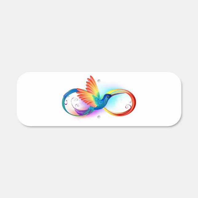 Rainbow Hummingbird with Infinity symbol Metal Sign (Front)