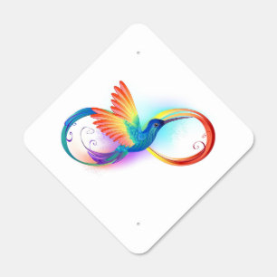 Rainbow Hummingbird with Infinity symbol Metal Sign
