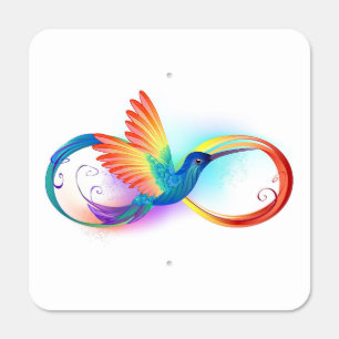 Rainbow Hummingbird with Infinity symbol Metal Sign