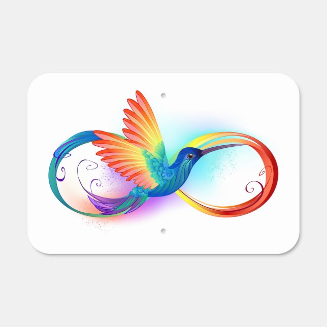 Rainbow Hummingbird with Infinity symbol Metal Sign (Front)