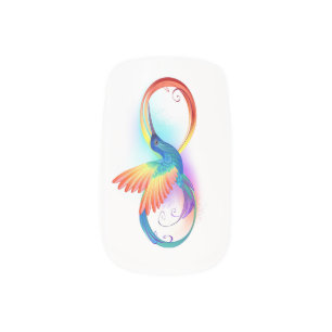 Rainbow Hummingbird with Infinity symbol Minx Nail Art