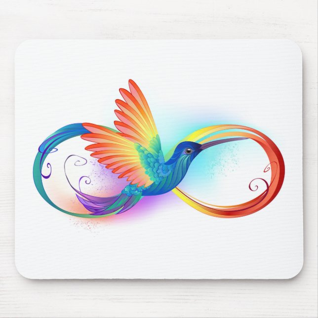 Rainbow Hummingbird with Infinity symbol Mouse Pad (Front)