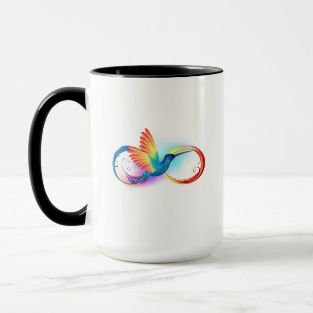 Rainbow Hummingbird with Infinity symbol Mug (Left)